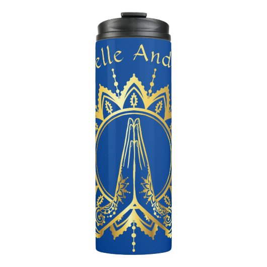Namaste Hands Reis waterfles Thermosbeker (Voorkant)