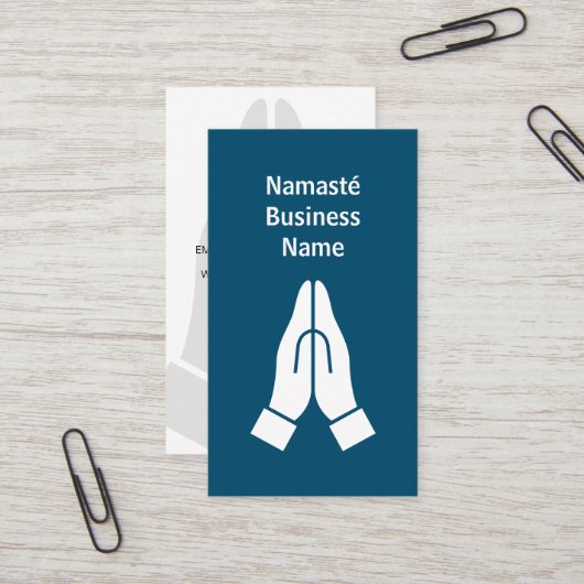 Namasté hands samen logo visitekaartje template (Voorkant / Achterkant in situ)