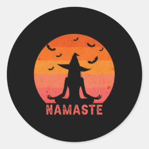 Namaste heksen Halloween yoga heks Ronde Sticker