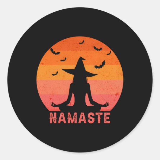 Namaste heksen Halloween yoga heks Ronde Sticker (Voorkant)