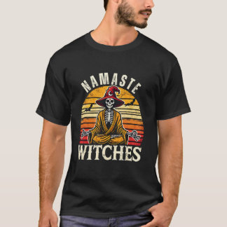 Namaste heksen skelet mediterende yoga schedel hal t-shirt