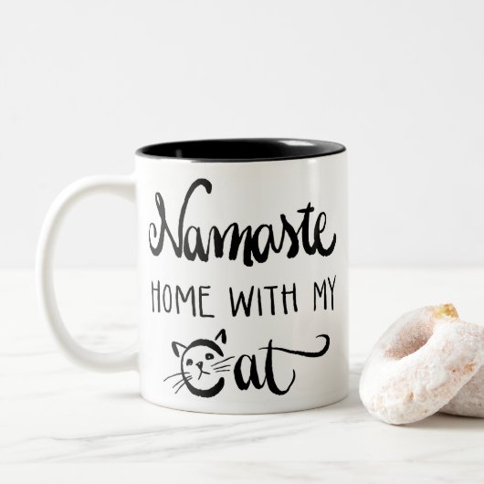Namaste Home met Mijn Kat-Mok Tweekleurige Koffiemok (Met donut)