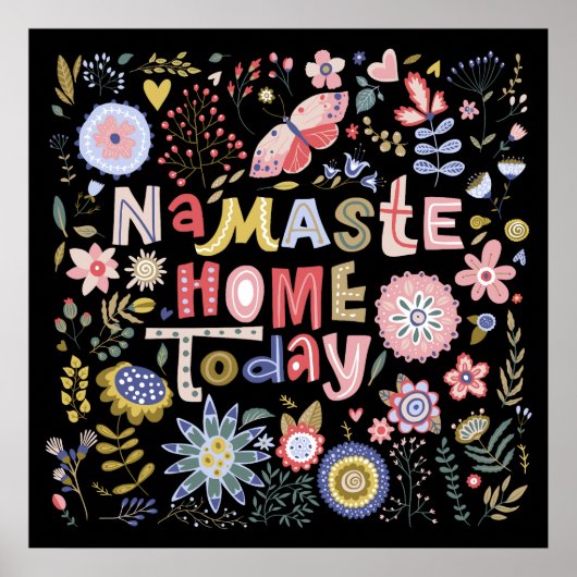 Namaste Home Vandaag Volkskunst Bloemen Poster (Voorkant)