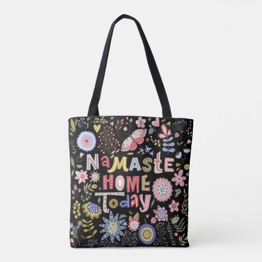 Namaste Home Vandaag Volkskunst Bloemen Tote Bag (Achterkant)