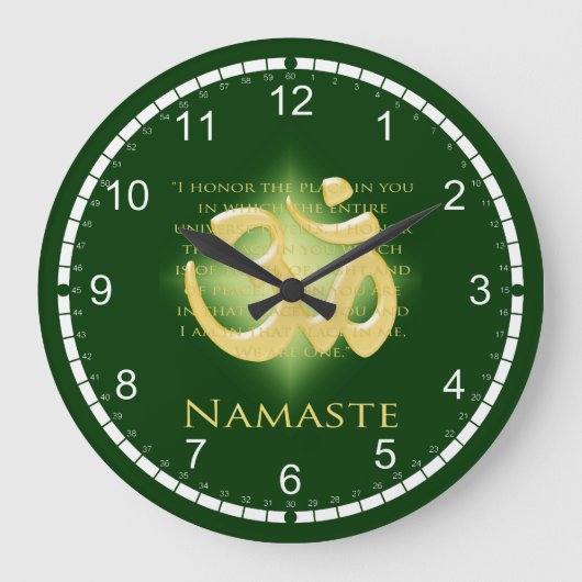 Namaste - Ik buig voor je (in groen) Grote Klok (Voorkant)