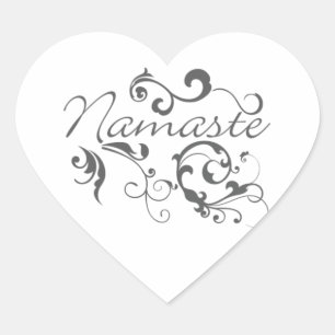 Namaste in donkergrijze zwembroeken hart sticker