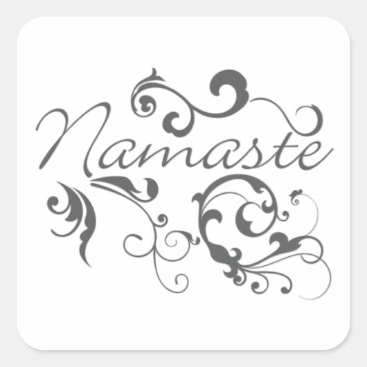 Namaste in donkergrijze zwembroeken vierkante sticker (Voorkant)