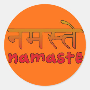 Namaste in Engels en Hindi Script Ronde Sticker