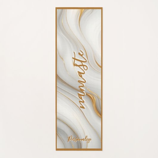 Namaste in Gold – Personalized Marble Zen Yogamat (Voorkant)