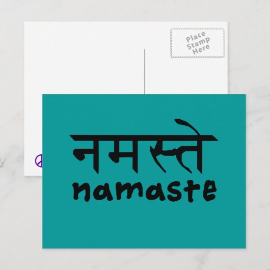 Namaste in het Engels en het Hindi Briefkaart (Voorkant / Achterkant)