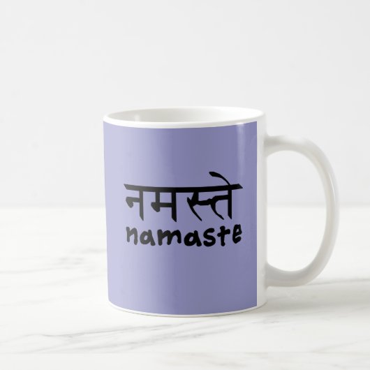 Namaste in het Engels en het Hindi Koffiemok (Rechts)