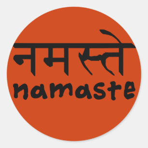 Namaste in het Engels en het Hindi Ronde Sticker