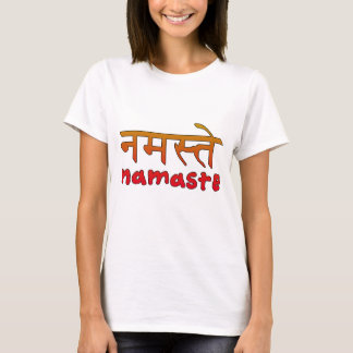Namaste in het Engels en Hindi Script T-shirt