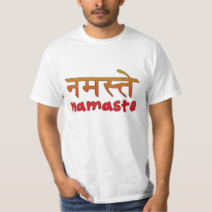 Namaste in het Engels en Hindi Script T-shirt