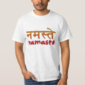 Namaste in het Engels en Hindi Script T-shirt