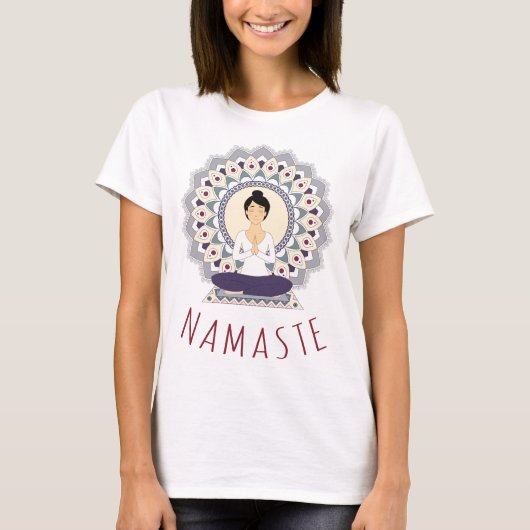 Namaste in Lotus Pose - Yoga Asana T-shirt (Voorkant)