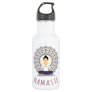 Namaste in Lotus Pose - Yoga Asana Vrouw - fles