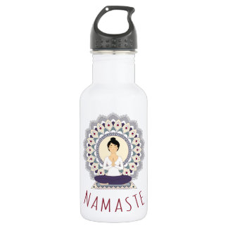 Namaste in Lotus Pose - Yoga Asana Vrouw - fles