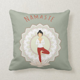 Namaste in Tree Pose - Yoga Asana-kussen Kussen