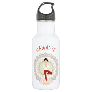 Namaste in Tree Pose - Yoga Asana Woman - fles