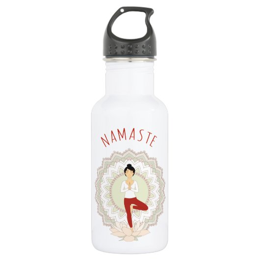 Namaste in Tree Pose - Yoga Asana Woman - fles (Voorkant)