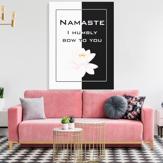 Namaste in zwart-wit canvas afdruk (Insitu (Woonkamer))