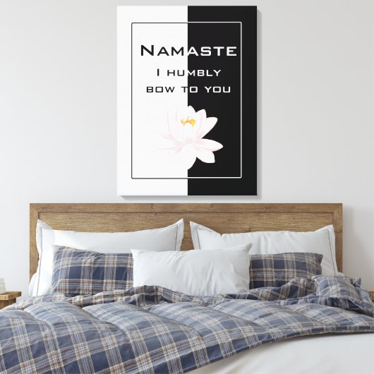 Namaste in zwart-wit canvas afdruk (Insitu (Slaapkamer))