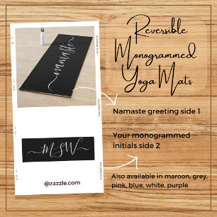 Namaste Initialen Gepersonaliseerd Zwart Wit Yogamat