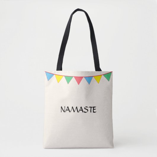 Namaste Kleurrijke Vlaggen op Ivoorkleurig Tote Bag (Voorkant)
