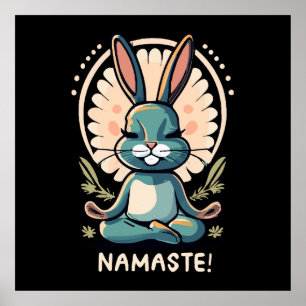 namaste konijn yoga meditatie konijn poster