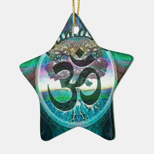 Namaste levensboom keramisch ornament (Links)