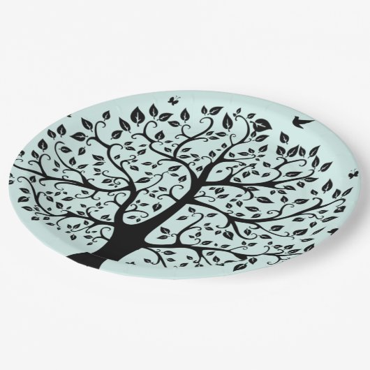 Namaste levensboom papieren bordje (Gekanteld)