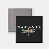 Namaste libel (donkere achtergrond) vierkant magneet (Voorkant / Achterkant)