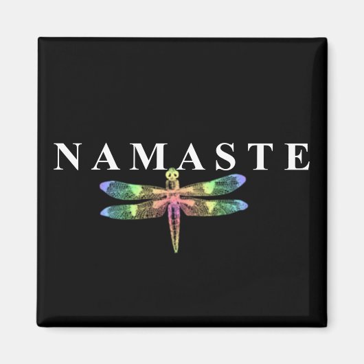 Namaste libel (donkere achtergrond) vierkant magneet (Voorkant)