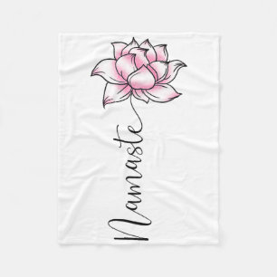 Namaste Lilly Lotus Roze Bloem Schattig Hindi Yoga Fleece Deken