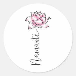 Namaste Lilly Lotus Roze Bloem Schattig Hindi Yoga Ronde Sticker