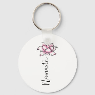 Namaste Lilly Lotus Roze Bloem Schattig Hindi Yoga Sleutelhanger