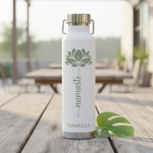 Namaste Lotus Bloem Aangepaste Naam Waterfles