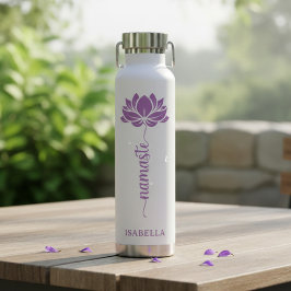 Namaste Lotus Bloem Moderne Gepersonaliseerde Naam Waterfles