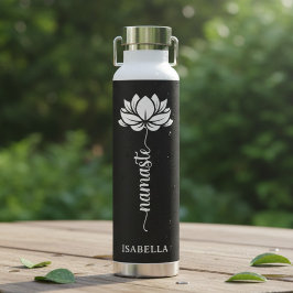 Namaste Lotus Bloem Moderne Gepersonaliseerde Naam Waterfles