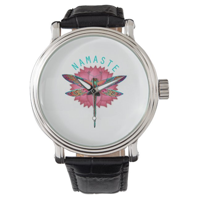 Namaste Lotus Dragonfly Yoga Horloge (Voorkant)