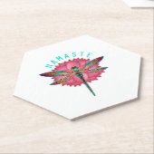 Namaste Lotus Dragonfly Yoga Kartonnen Onderzetters (Schuin)
