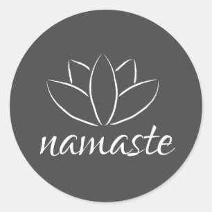 Namaste Lotus Flower Handwrite Yoga Ronde Sticker