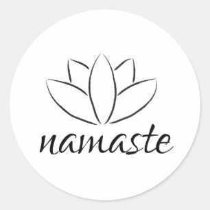 Namaste Lotus Flower Handwrite Yoga Ronde Sticker