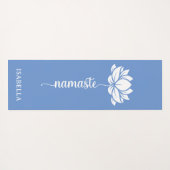 Namaste Lotus Flower Modern Blue Custom Name Yogamat (Achterkant (horizontaal))