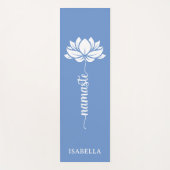 Namaste Lotus Flower Modern Blue Custom Name Yogamat (Voorkant)