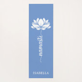 Namaste Lotus Flower Modern Blue Custom Name Yogamat (Achterkant)