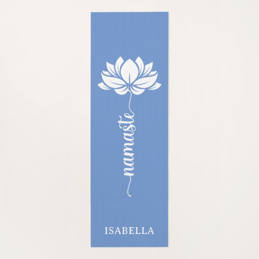 Namaste Lotus Flower Modern Blue Custom Name Yogamat (Achterkant)
