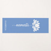 Namaste Lotus Flower Modern Blue Custom Name Yogamat (Voorkant (horizontaal))