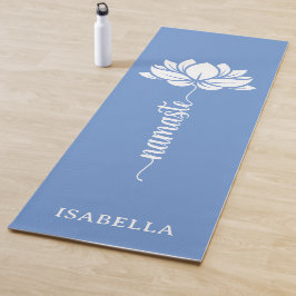 Namaste Lotus Flower Modern Blue Custom Name Yogamat